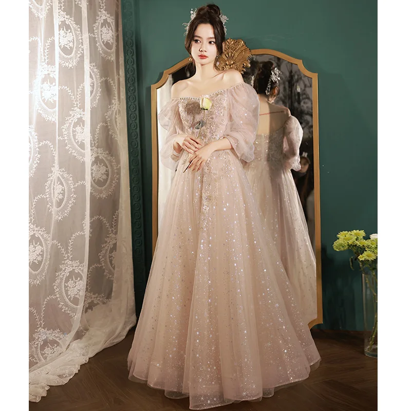 Champagne Sequin Evening Dress Women V-Neck Applique Tulle Prom Gown Female Elegant Classic Long Sleeve Cocktail Dresses
Champagne Sequin Evening Dress Women V-Neck Applique Tulle Prom Gown Female Elegant Classic Long Sleeve Cocktail Dresses