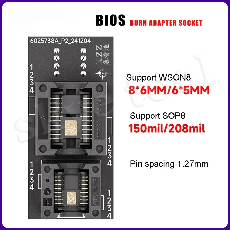 XZZ 4in1 BIOS Горящая розетка SOP8/WSON8/QDFN8 Универсальная универсальная нашивка 6x8 5x6 мм
XZZ 4in1 BIOS Горящая розетка SOP8/WSON8/QDFN8 Универсальная универсальная нашивка 6x8 5x6 мм