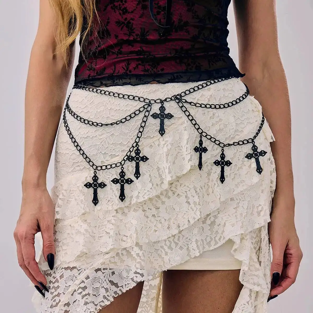 KunJoe Goth Jesus Cross Pendant Belly Waist Chain Women Vintage Multilayer Hollow Out Body Chain Halloween Jewelry Accessory
KunJoe Goth Jesus Cross Pendant Belly Waist Chain Women Vintage Multilayer Hollow Out Body Chain Halloween Jewelry Accessory