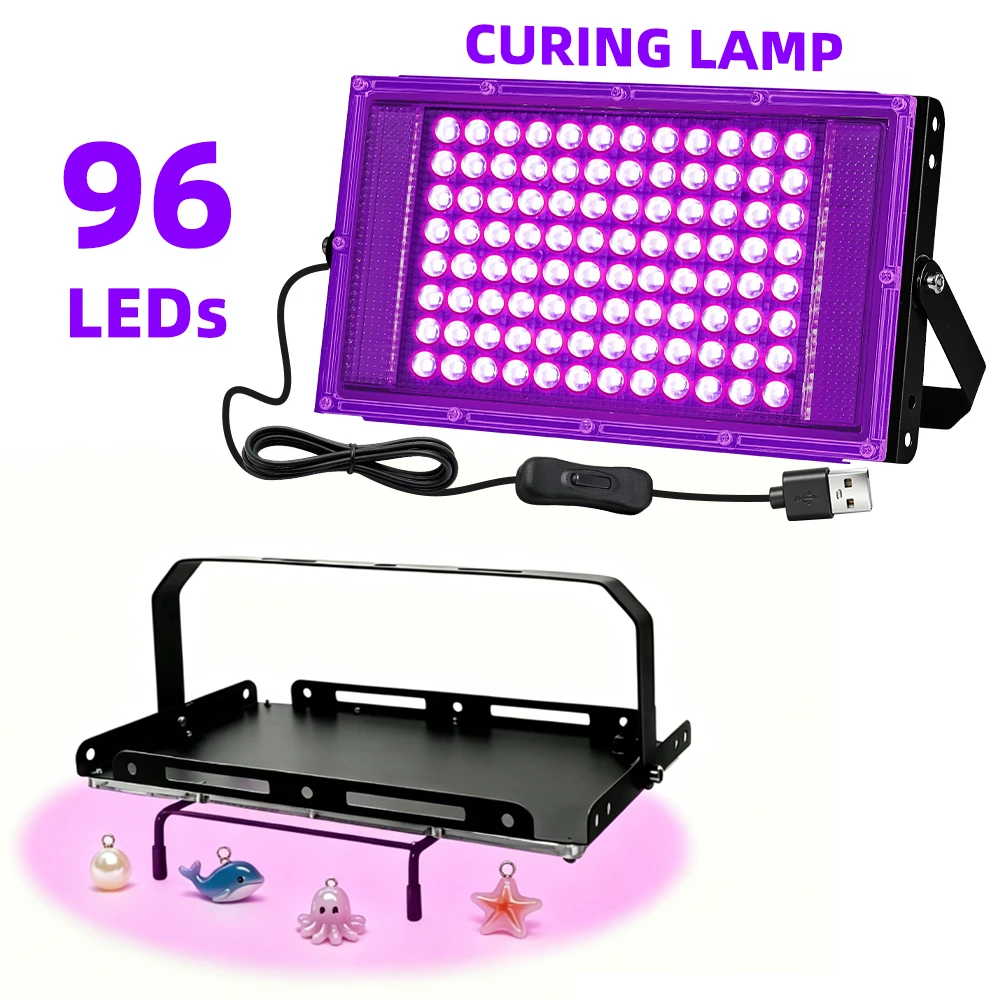 96 LEDs Professional Curing Lamp with Adjustable Bracket for Epoxy Resin Crafts Easter DIY & Ramadan Holiday Craft Activities
96 LEDs Professional Curing Lamp with Adjustable Bracket for Epoxy Resin Crafts Easter DIY & Ramadan Holiday Craft Activities