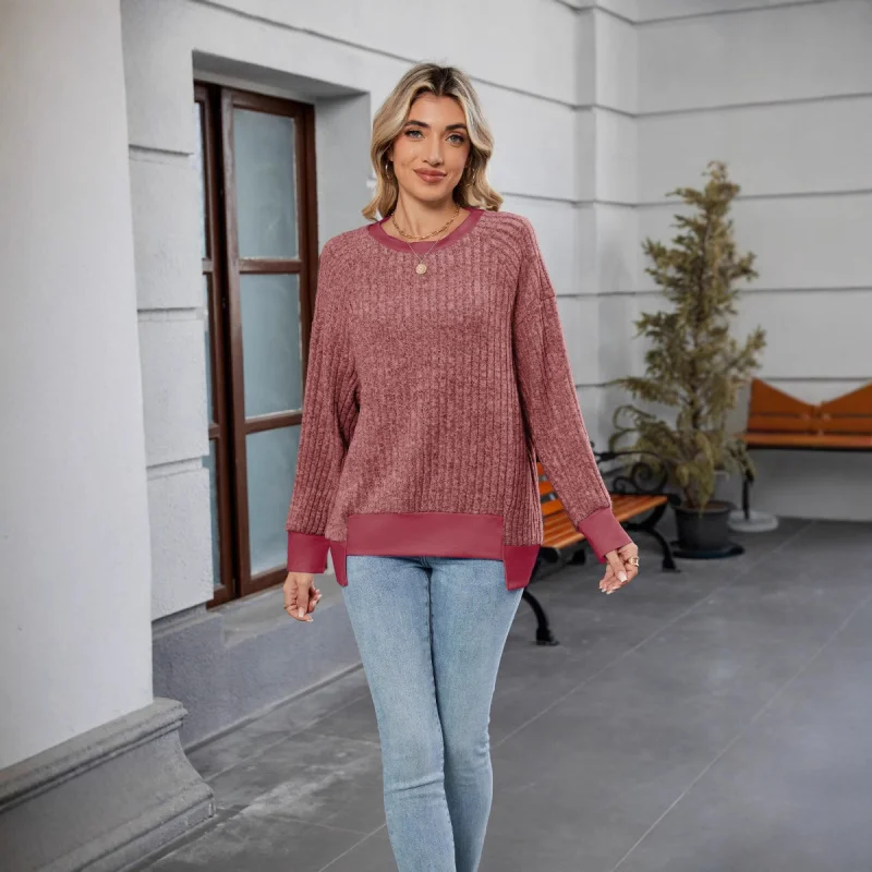 New European and American 2025 Spring Summer New Women's Pullover Knitted Fashion Color Block Loose Top for Women
New European and American 2025 Spring Summer New Women's Pullover Knitted Fashion Color Block Loose Top for Women