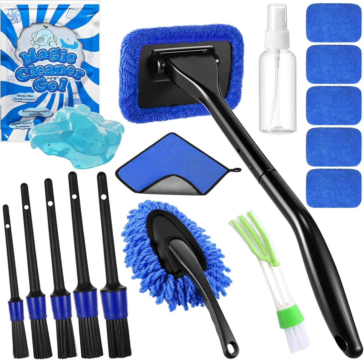 16-Piece Car Cleaning Kit with Windshield Brush, Detailing Tools, Spray Bottle & Gel for Interior Care
16-Piece Car Cleaning Kit with Windshield Brush, Detailing Tools, Spray Bottle & Gel for Interior Care