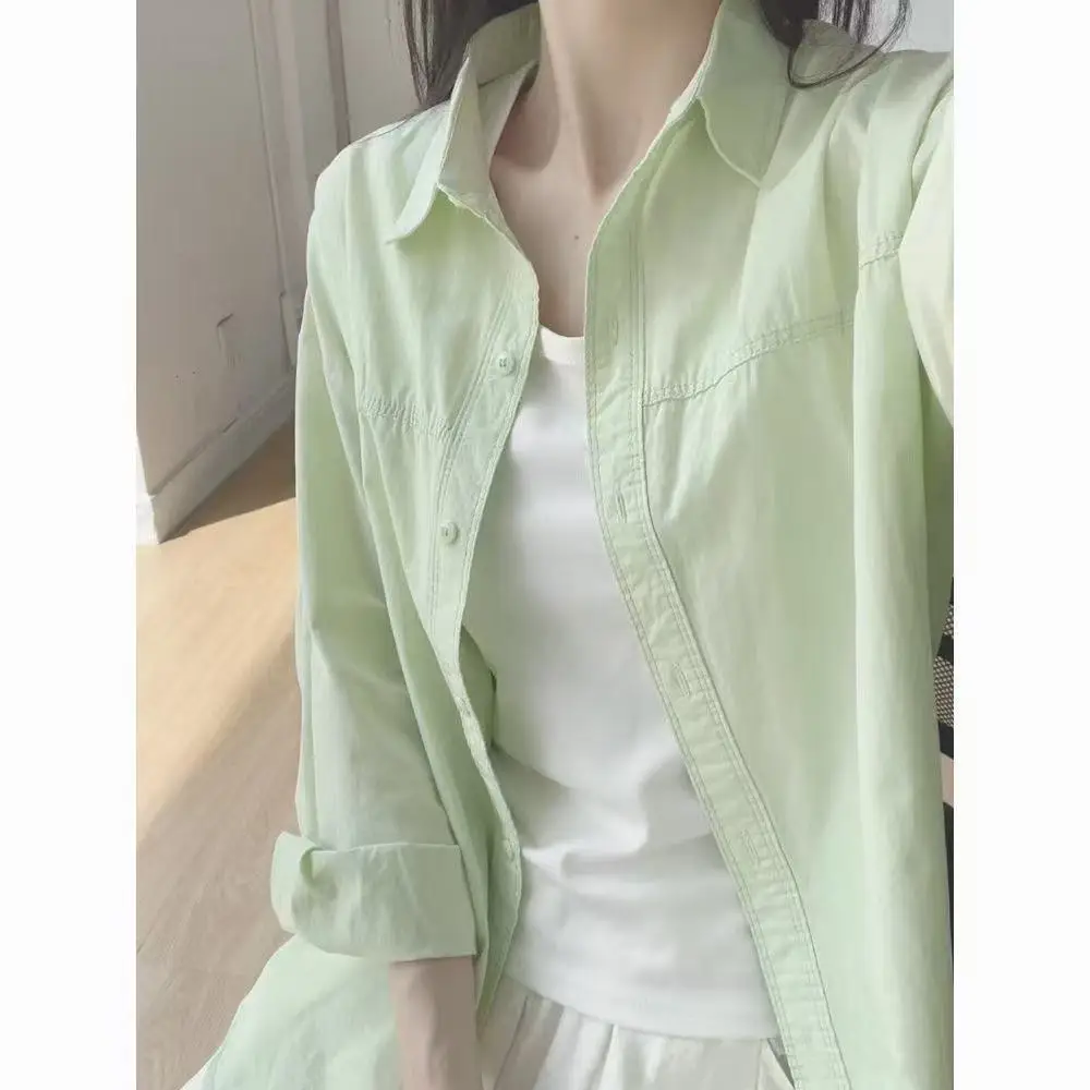Spring Summer Women Thin Long Sleeve Loose Sun Protection Outerwear Casual Commute Style Turn-down Collar Women Top
Spring Summer Women Thin Long Sleeve Loose Sun Protection Outerwear Casual Commute Style Turn-down Collar Women Top
