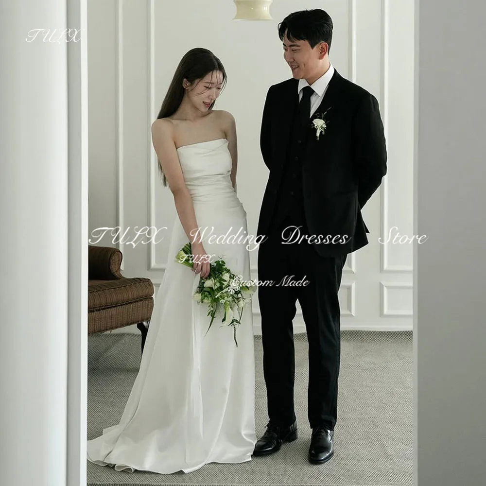 TULX Elegant Satin Matching Sleeves Wedding Dress Korea Photo Shoot A line Strapless Bridal Gowns Corset Long 웨딩드레스 Customized
TULX Elegant Satin Matching Sleeves Wedding Dress Korea Photo Shoot A line Strapless Bridal Gowns Corset Long 웨딩드레스 Customized