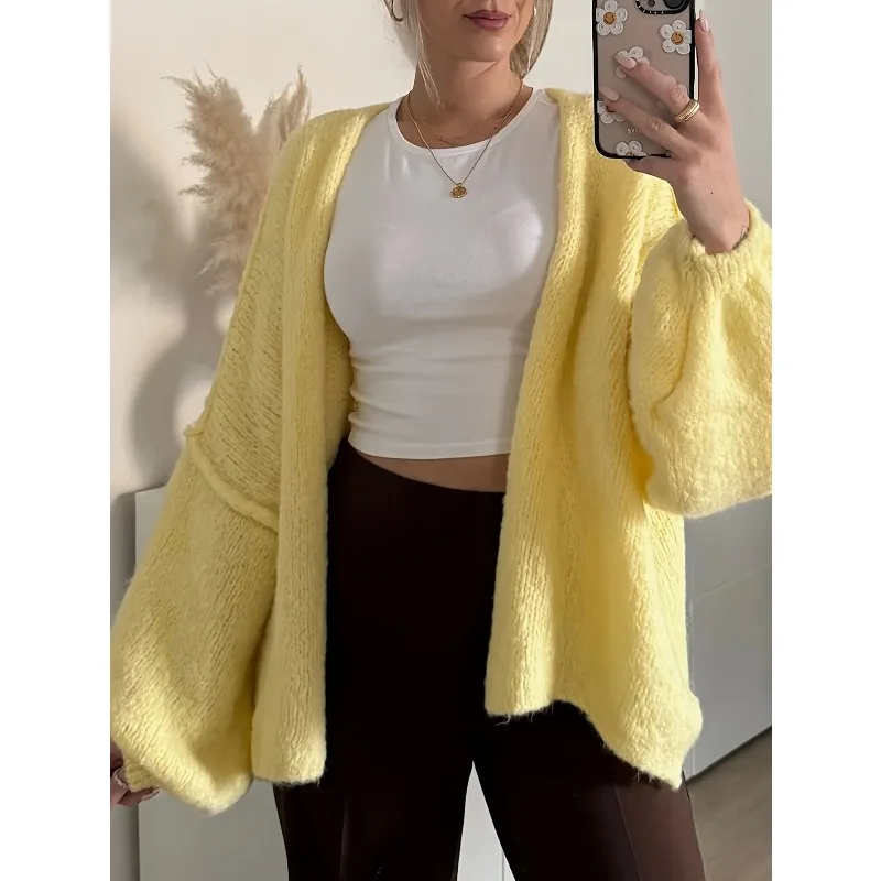 Autumn and Winter Lantern Sleeve Knitted Cardigan Women's Korean Version Lazy Wind Knitted Sweater Loose Coat
Autumn and Winter Lantern Sleeve Knitted Cardigan Women's Korean Version Lazy Wind Knitted Sweater Loose Coat