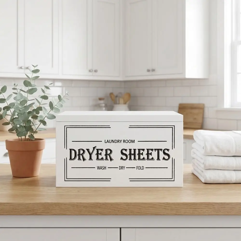 Wooden Dryer Sheet Dispenser Rustic Large Capacity Softener Sheets Dispenser Dust-proof with Lid Laundry Organizer
Wooden Dryer Sheet Dispenser Rustic Large Capacity Softener Sheets Dispenser Dust-proof with Lid Laundry Organizer