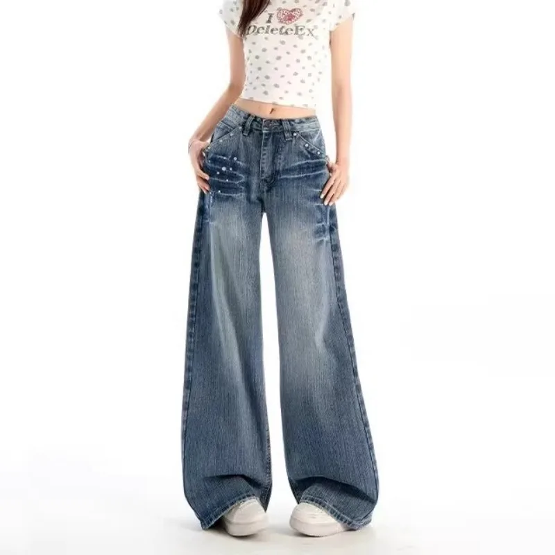 American Retro Rivet High Waisted Wide Leg Jeans Women Autumn Winter New Design Relaxed Loose Straight Leg Pants
American Retro Rivet High Waisted Wide Leg Jeans Women Autumn Winter New Design Relaxed Loose Straight Leg Pants