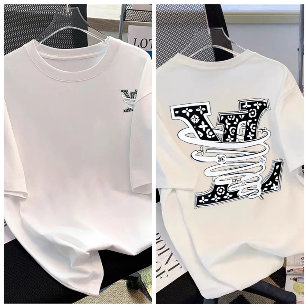 Short-sleeved T-shirt for Men and Women Couples 2025 Summer Trend Men and Women's Printed Loose Top Sports and Leisure Fashion
Short-sleeved T-shirt for Men and Women Couples 2025 Summer Trend Men and Women's Printed Loose Top Sports and Leisure Fashion