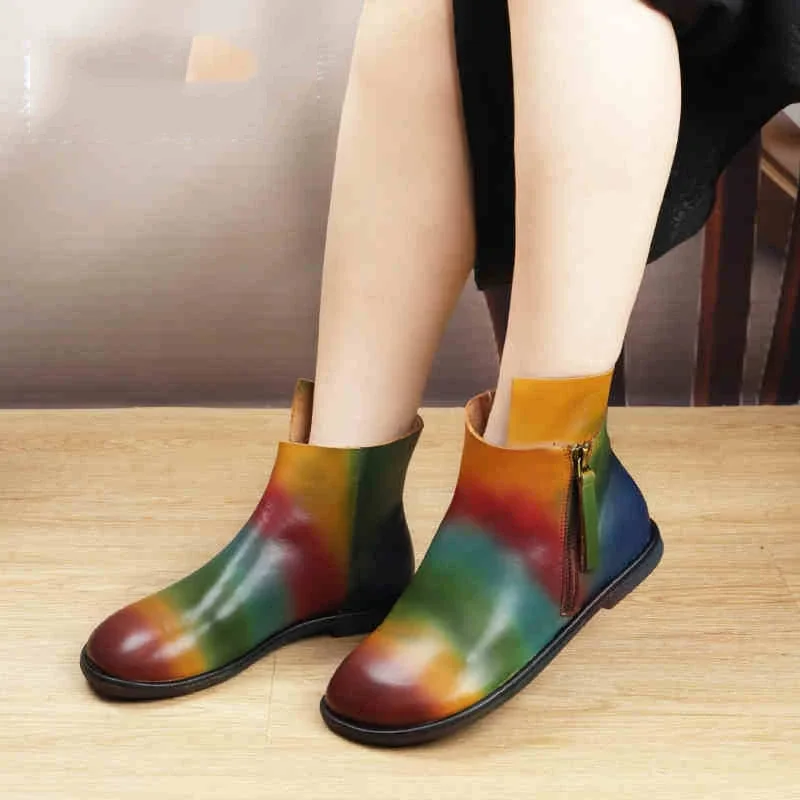 Birkuir Mixed Colors Flat Heel Ankle Boots For Women Genuine Leather Side Zippers High Top Shoes Luxury Round Toe Short Boots
Birkuir Mixed Colors Flat Heel Ankle Boots For Women Genuine Leather Side Zippers High Top Shoes Luxury Round Toe Short Boots