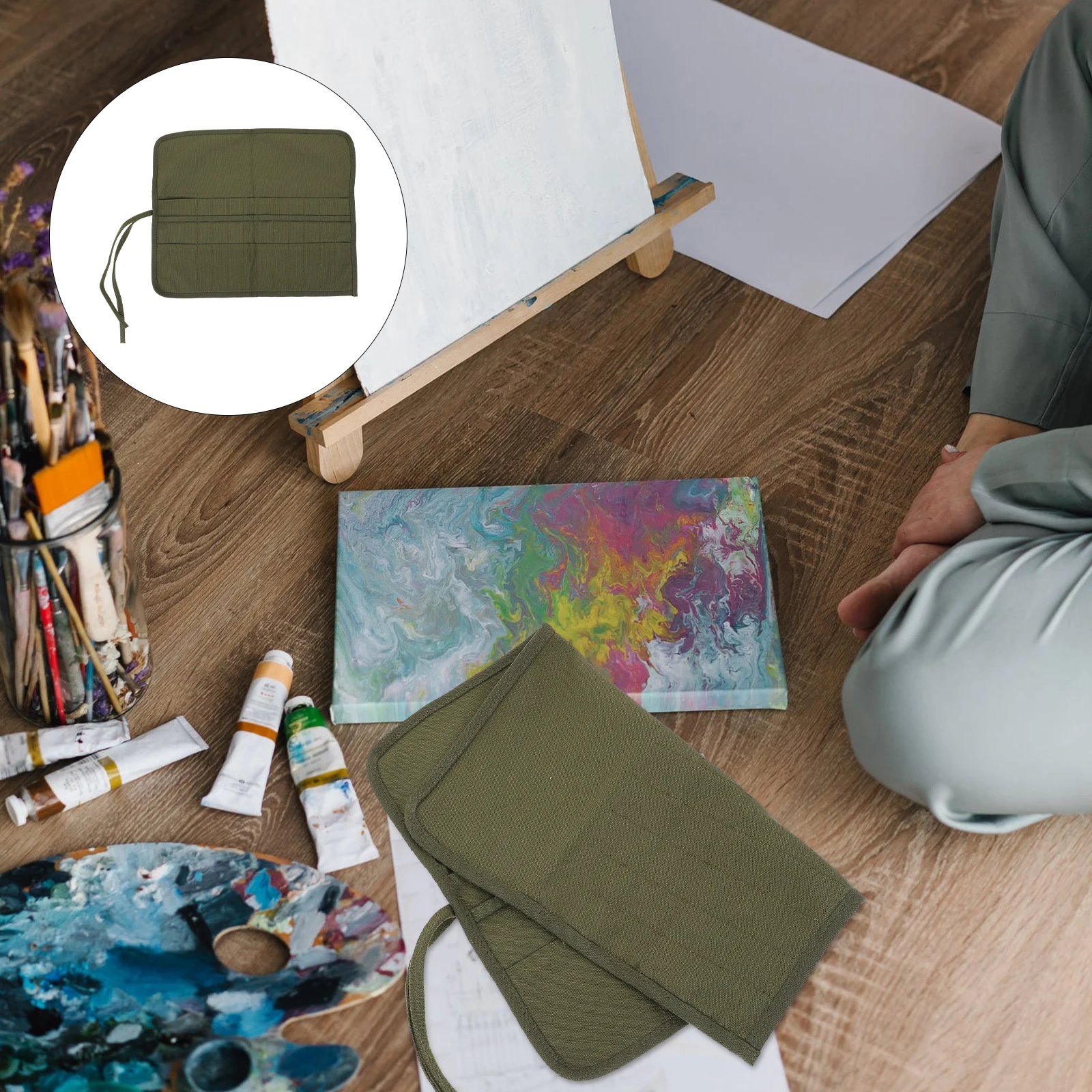 1pc Roll Up Canvas Paint Brush Bag Pencils Inserted Pouch Oil Painting Brush Organizer Solid Color Pen Bag Stationery Holder For
1pc Roll Up Canvas Paint Brush Bag Pencils Inserted Pouch Oil Painting Brush Organizer Solid Color Pen Bag Stationery Holder For