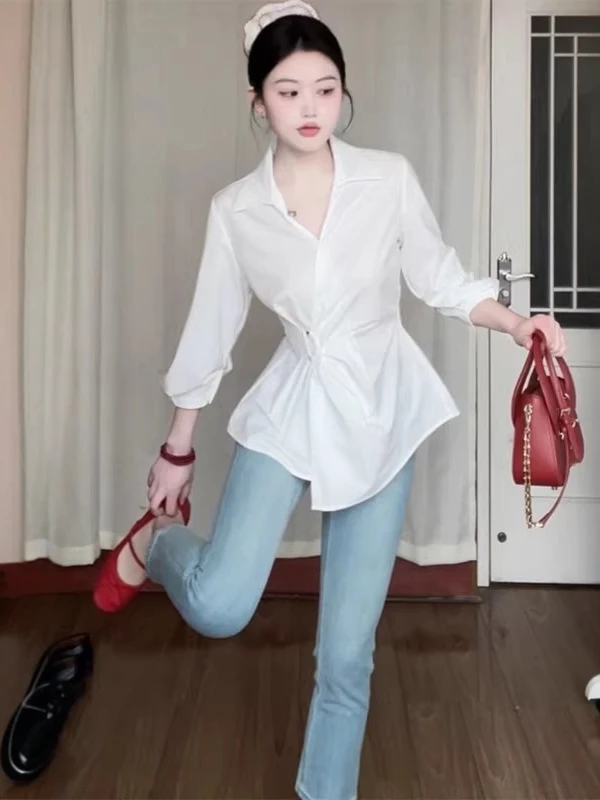 White V-Ne Long Sve irt Women's Spring 2026 Slim Fit Design lectual Top Casual Sle Casual Faion
White V-Ne Long Sve irt Women's Spring 2026 Slim Fit Design lectual Top Casual Sle Casual Faion