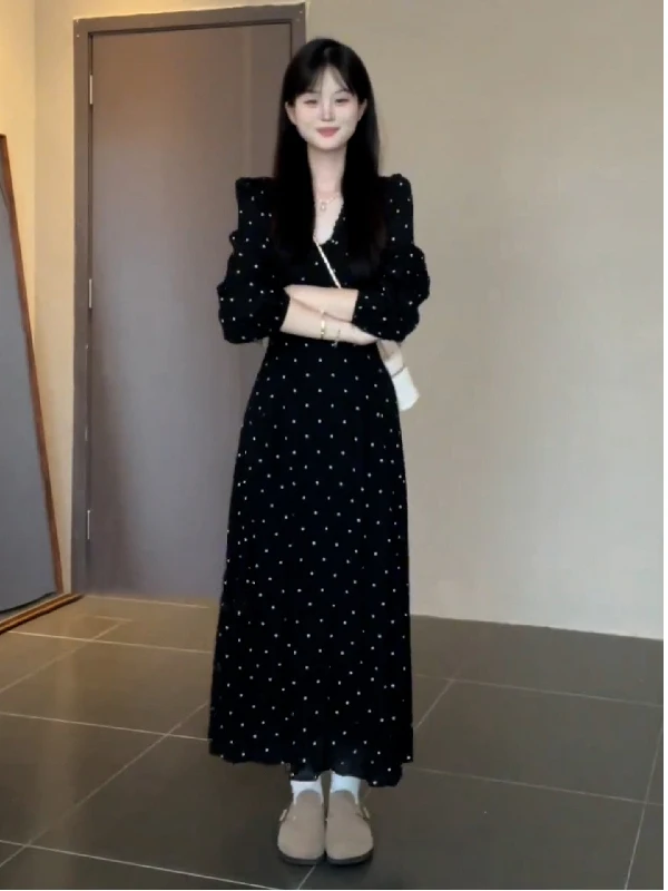 Retro Polka Dot V-Ne Dr Women's Spring Autumn Ele Slimming Tea Break Knee-Length Skirt A-Line Midi Dr
Retro Polka Dot V-Ne Dr Women's Spring Autumn Ele Slimming Tea Break Knee-Length Skirt A-Line Midi Dr