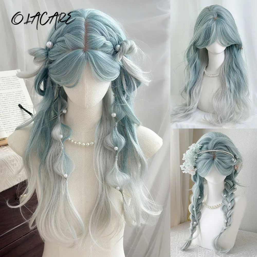 OLACARE Synthetic Wig Girl Cute Blue White Ombre Long Curly Wavy Lolita Lace Wig with Bangs Cosplay Party Halloween Harajuku Wig
OLACARE Synthetic Wig Girl Cute Blue White Ombre Long Curly Wavy Lolita Lace Wig with Bangs Cosplay Party Halloween Harajuku Wig