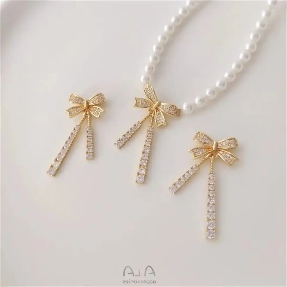 14K Gold Micro Set Zircon Bow Tassel Necklace Pendant DIY Pendant Headpiece Charms Pendant K396
14K Gold Micro Set Zircon Bow Tassel Necklace Pendant DIY Pendant Headpiece Charms Pendant K396