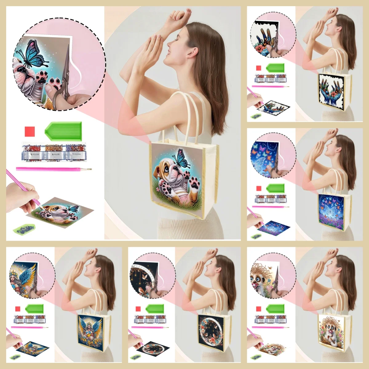 1 piece animal diamond painting canvas bag, DIY semi-finished set, handbag, perfect for shopping, storage and daily use.
1 piece animal diamond painting canvas bag, DIY semi-finished set, handbag, perfect for shopping, storage and daily use.