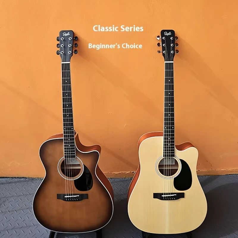 41-дюймовая народная акустическая гитара начального уровня, студенческая гитара унисекс для начинающих, материал из ели с накладкой из палисандра
41-дюймовая народная акустическая гитара начального уровня, студенческая гитара унисекс для начинающих, материал из ели с накладкой из палисандра