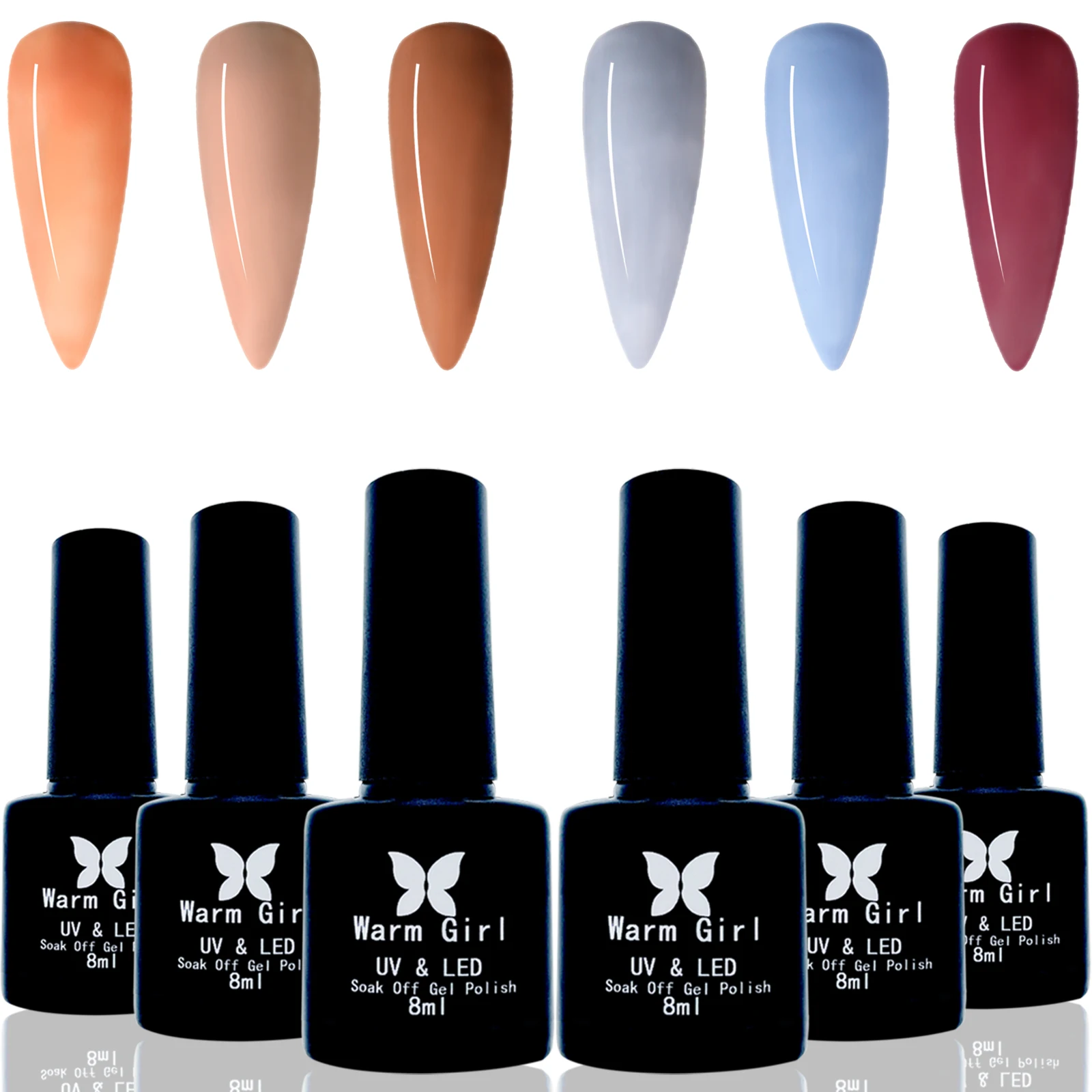 Warm Girl Gel Nail Polish Sets Soak Off LED UV Gel Polish Set 6Pcs Red Blue Brown Gel Nail Kit Nail Art DIY Home Gel Set
Warm Girl Gel Nail Polish Sets Soak Off LED UV Gel Polish Set 6Pcs Red Blue Brown Gel Nail Kit Nail Art DIY Home Gel Set