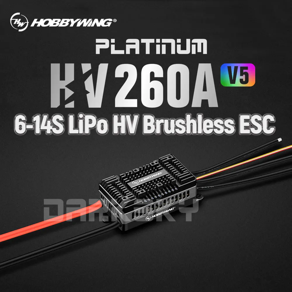 HOBBYWING ESC Platinum 260A V5 SBEC/OPTO 6-14S LiPo HV Brushless ESC for RC Remote Control Model Aircraft Fixed-wing Helicopter
HOBBYWING ESC Platinum 260A V5 SBEC/OPTO 6-14S LiPo HV Brushless ESC for RC Remote Control Model Aircraft Fixed-wing Helicopter