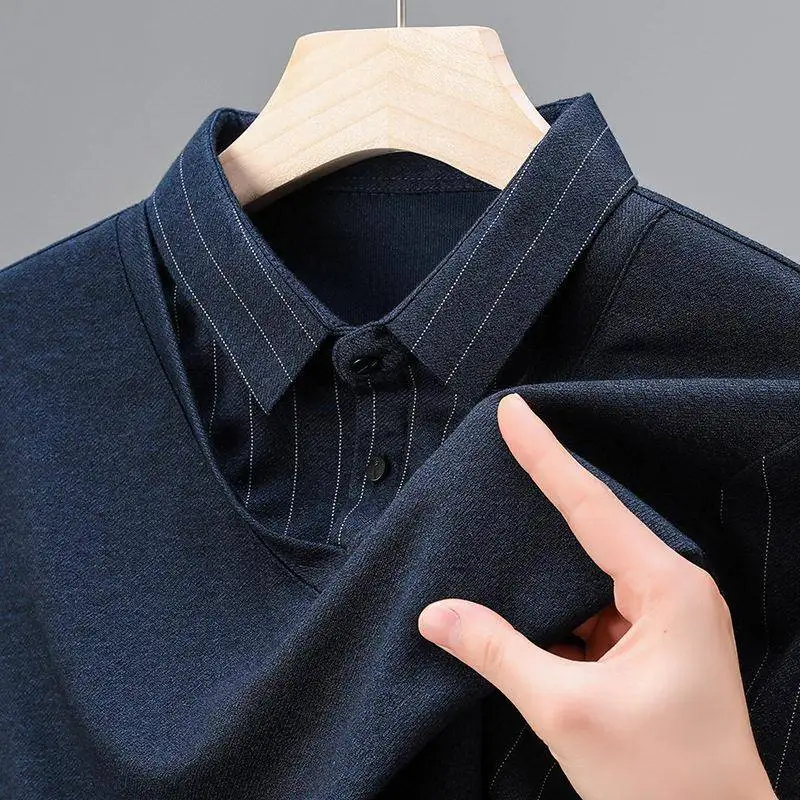 Long Sleeve Shirt Business Casual Striped Shirt Collar Fake Two-Piece T-Shirt for Middle-Aged And Elderly in Spring Autumn
Long Sleeve Shirt Business Casual Striped Shirt Collar Fake Two-Piece T-Shirt for Middle-Aged And Elderly in Spring Autumn