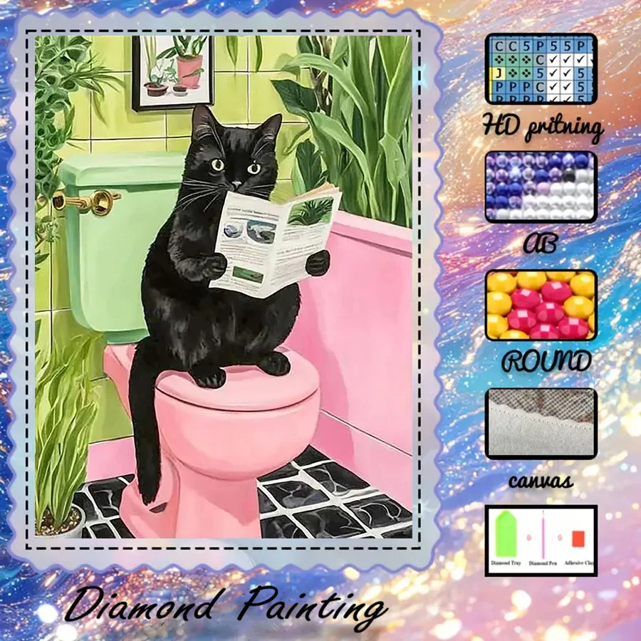 1 piece - 5D-DIY - Flocking cloth - Special drill - Diamond painting set - Black cat reading newspaper - Mosaic Diamond Art
1 piece - 5D-DIY - Flocking cloth - Special drill - Diamond painting set - Black cat reading newspaper - Mosaic Diamond Art