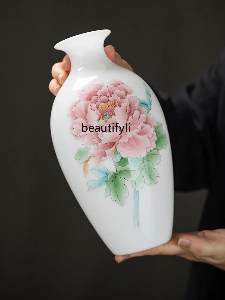 White Jade Porcelain Hand Painted Fruit Bottle Vase Chinese Living Room Decoration Flower Arrangement Home Decoration
White Jade Porcelain Hand Painted Fruit Bottle Vase Chinese Living Room Decoration Flower Arrangement Home Decoration