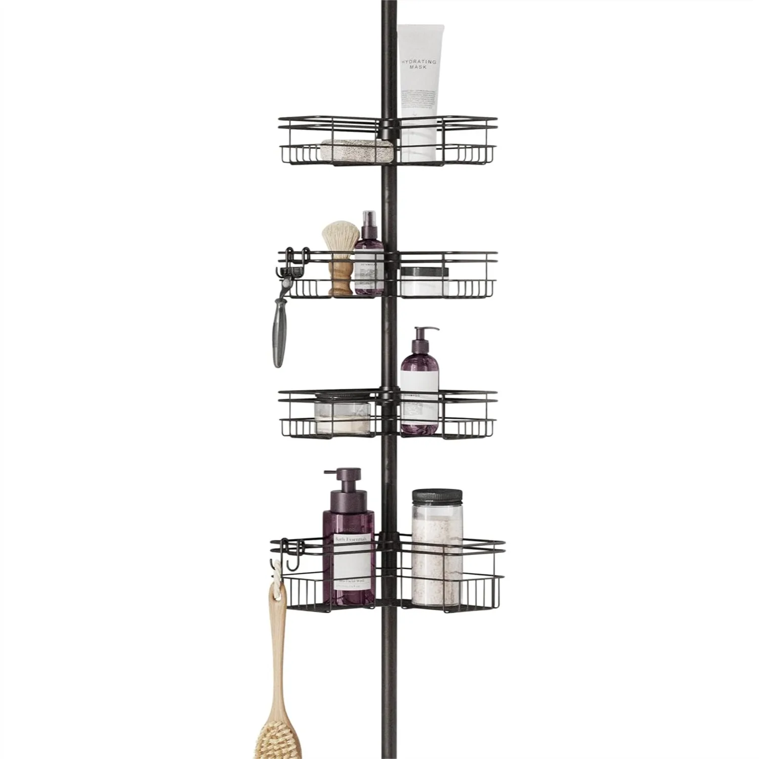 Corner Tension Pole Shower Caddy, Adjustable Standing Organizer with 4 L-Shaped Baskets and Hooks, Rust Resistant, 60-97 Inch
Corner Tension Pole Shower Caddy, Adjustable Standing Organizer with 4 L-Shaped Baskets and Hooks, Rust Resistant, 60-97 Inch