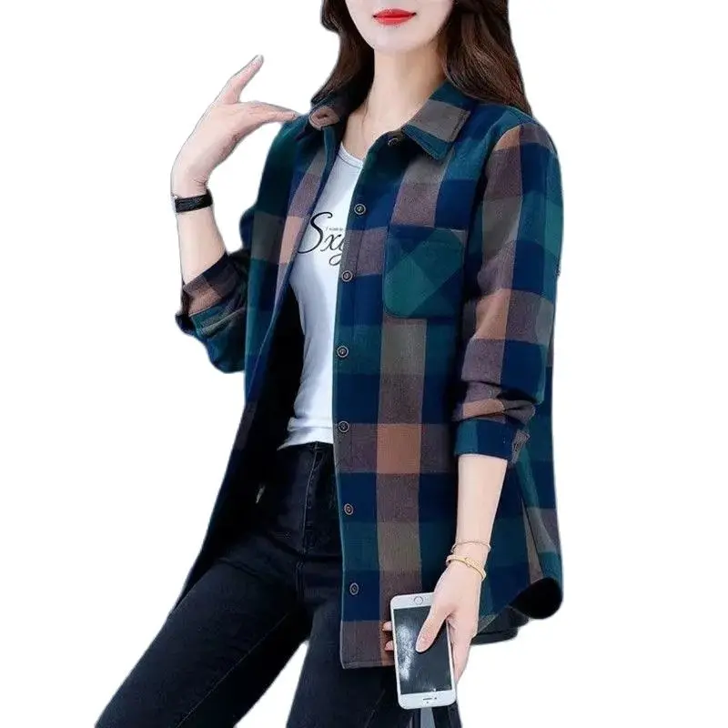All Cotton Plaid Shirts Tops Female Mid-length Retro Fashion Spring Autumn Casual Women Shirt Jackets Female Blouse 2023 4XL
All Cotton Plaid Shirts Tops Female Mid-length Retro Fashion Spring Autumn Casual Women Shirt Jackets Female Blouse 2023 4XL
