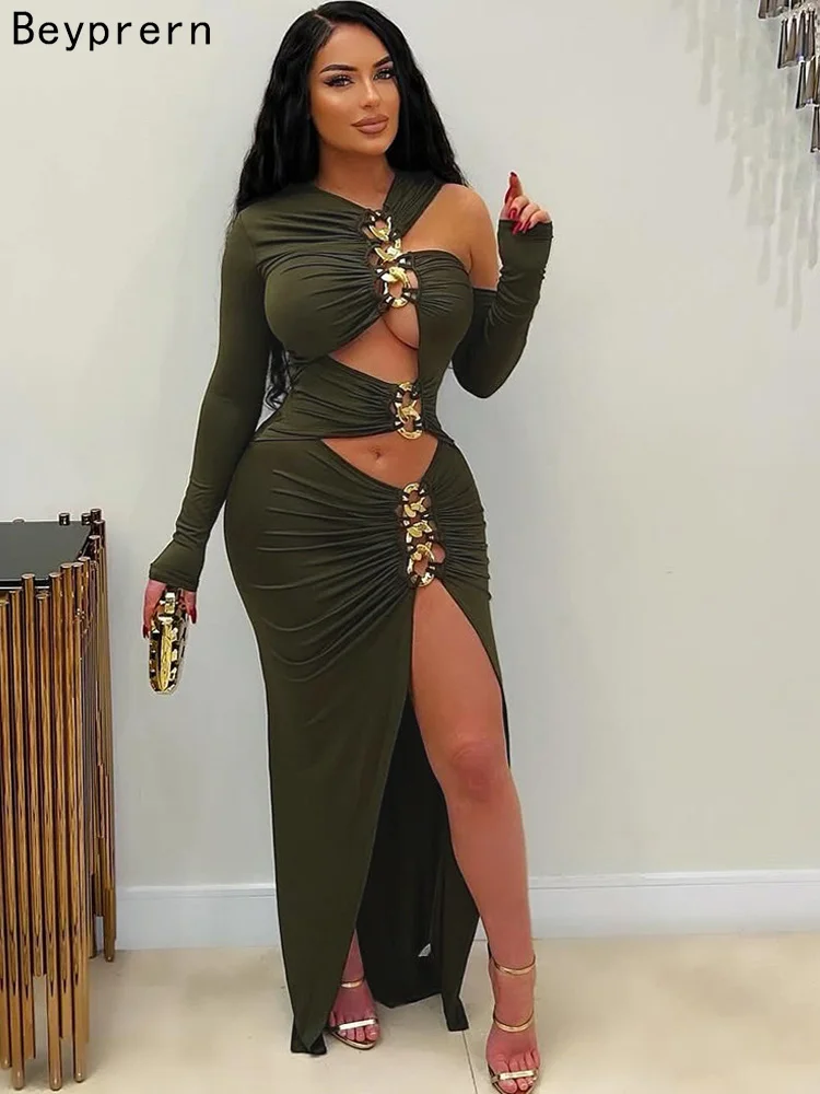 Beyprern Summer Women's Hollow Out Metal Long Dresses New Chic Ruched Holiday Dresses Vacation Outfits Female Vestidos Clubwear
Beyprern Summer Women's Hollow Out Metal Long Dresses New Chic Ruched Holiday Dresses Vacation Outfits Female Vestidos Clubwear