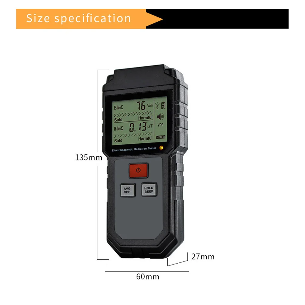 Radiation Digital Emf Meter For Home Electric Field Magnetic Field Detection Lcd Display Sound