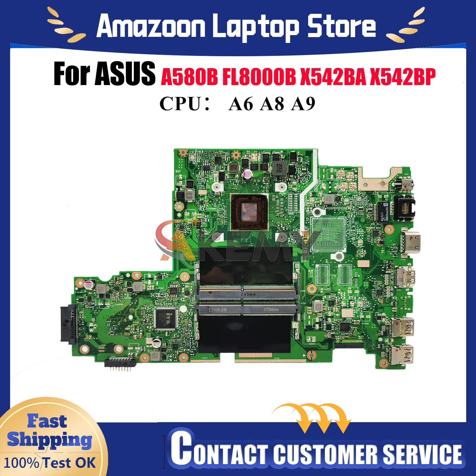 X542BA Laptop Motherboard For ASUS VivoBook X542B A580B X542BA X542BP FL8000B Notebook Mainboard With A6 A8 A9 CPU 100% tests OK
X542BA Laptop Motherboard For ASUS VivoBook X542B A580B X542BA X542BP FL8000B Notebook Mainboard With A6 A8 A9 CPU 100% tests OK