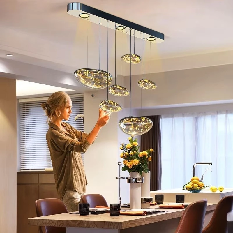 Nordic Water Droplet Glass Stainless Steel Dining Pendant Light Restaurant Coffee Shop Counter Dining Table Stairs Lighting
Nordic Water Droplet Glass Stainless Steel Dining Pendant Light Restaurant Coffee Shop Counter Dining Table Stairs Lighting