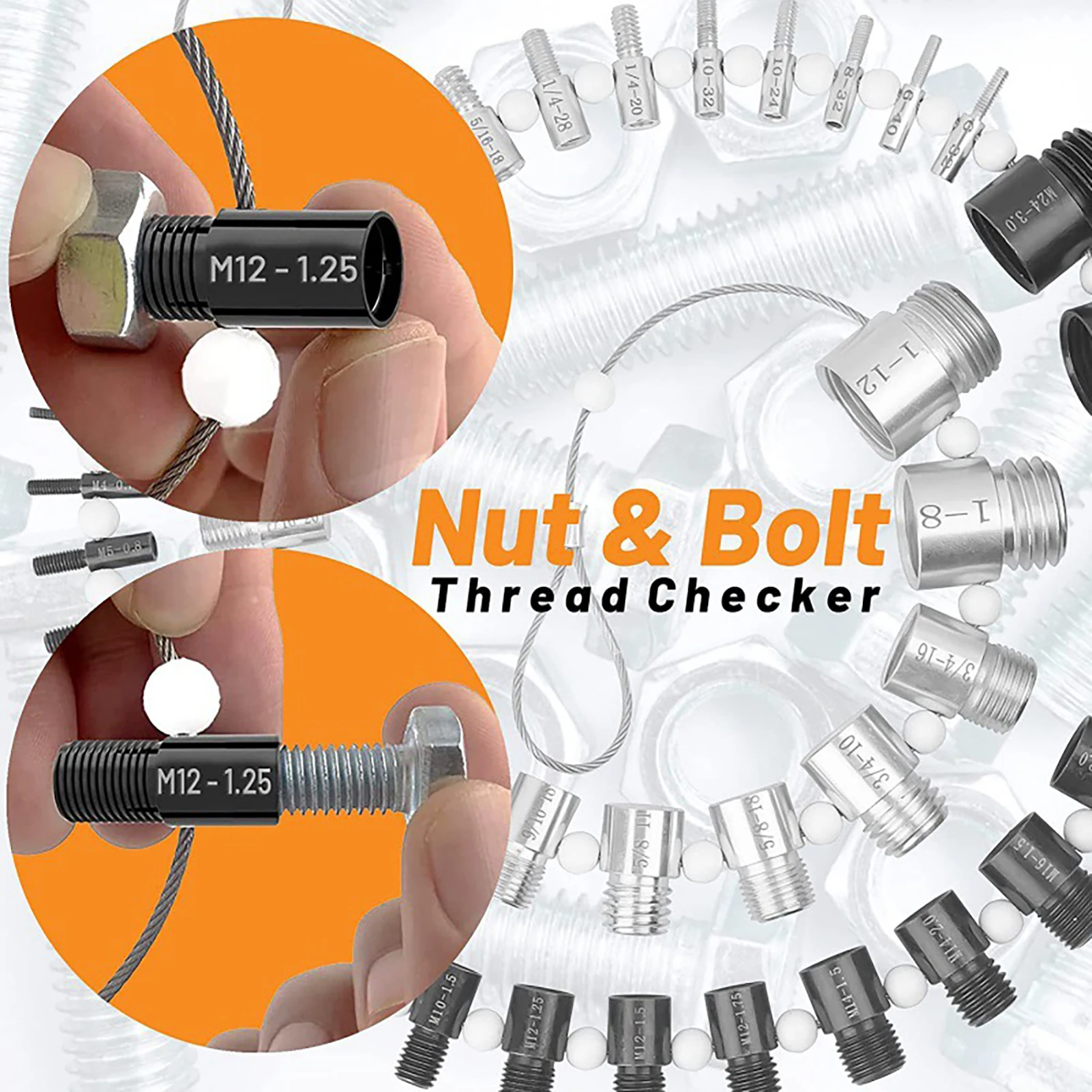 Nut and Bolt Thread Checker Carbon Steel Thread Checker Standard and Metric for Quickly Identify and Verify