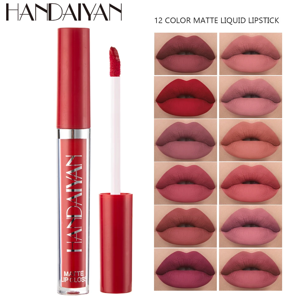 Sexy Long Lasting Velvet Matte Lip Gloss Nude Liquid Lipstick Lip Makeup Women Beauty Red Nonstick Cup Waterproof Lip Gloss