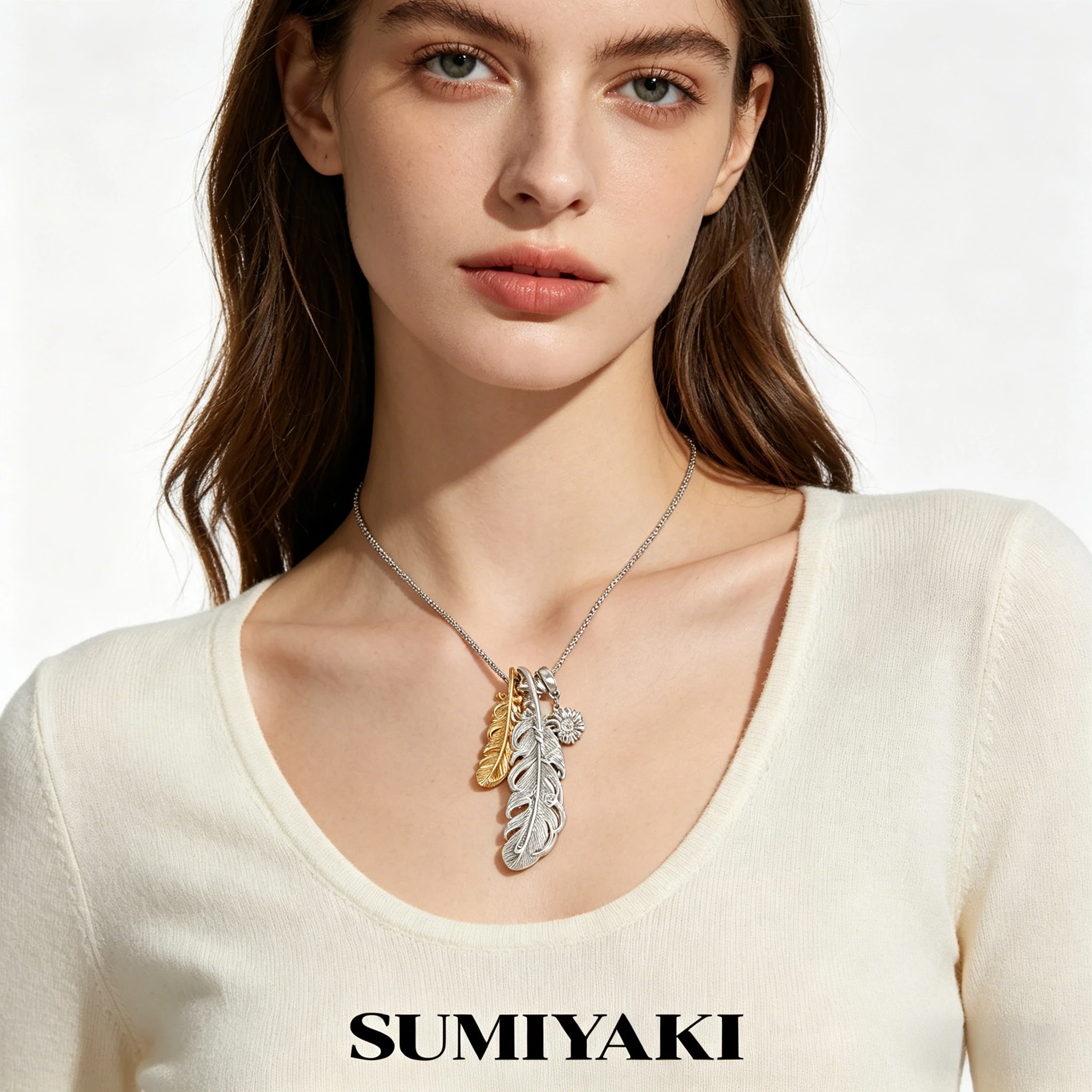 Genuine SUMIYAKI Feather Stacked Necklace, Long Sweater Necklace Commuter Versatile
Genuine SUMIYAKI Feather Stacked Necklace, Long Sweater Necklace Commuter Versatile