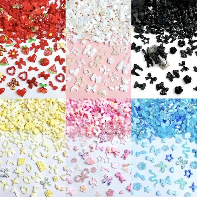100PCS Dopamine Colored Bow Bear Mixed Series Nail Art Charms Hollowed Heart Star Translucent Flowers Resin Nail Decorations DIY
100PCS Dopamine Colored Bow Bear Mixed Series Nail Art Charms Hollowed Heart Star Translucent Flowers Resin Nail Decorations DIY