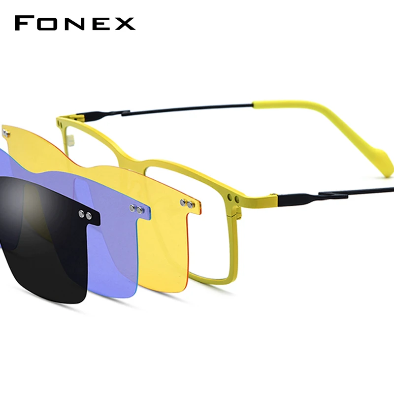 FONEX Titanium Glasses Frame Men Japanese Eyewear Square Magnet Clip on Eyeglasses with Night Vision & Polarized Lens 85796
FONEX Titanium Glasses Frame Men Japanese Eyewear Square Magnet Clip on Eyeglasses with Night Vision & Polarized Lens 85796