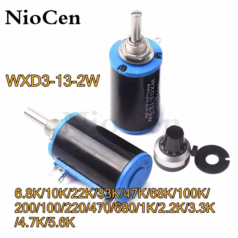 WXD3-13-2W Wirewound Potentiometer Resistance 100R 470R 1K 4.7K 10K 22K 47K 100KΩ Ohm 10 Turn Precision Dial Potentiometer Knob
WXD3-13-2W Wirewound Potentiometer Resistance 100R 470R 1K 4.7K 10K 22K 47K 100KΩ Ohm 10 Turn Precision Dial Potentiometer Knob