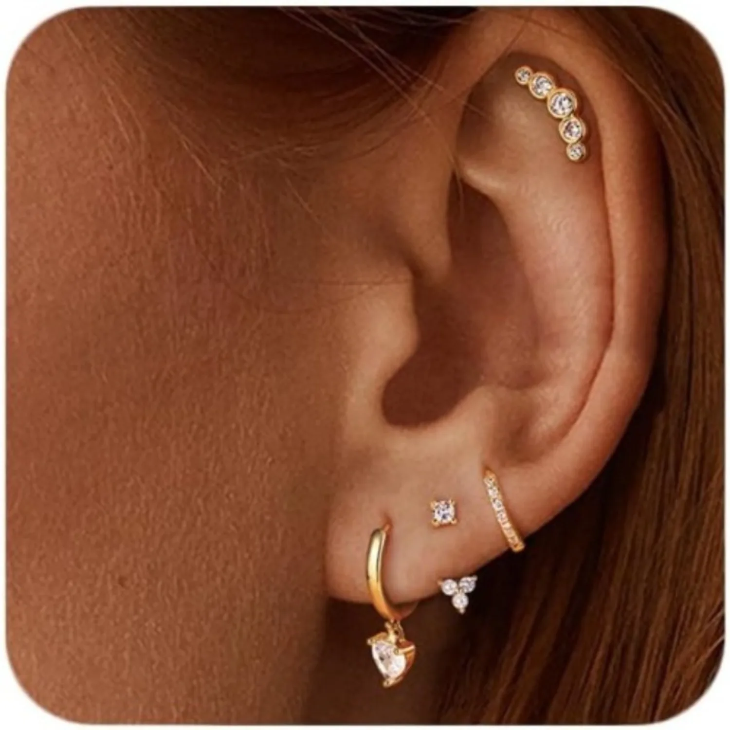 Bobisty 4Pairs 14K Gold Plated Earrings Sets for Women Dainty Stud Hoop Dangle Cartilage Earrings for Multiple Piercings Jewelry
Bobisty 4Pairs 14K Gold Plated Earrings Sets for Women Dainty Stud Hoop Dangle Cartilage Earrings for Multiple Piercings Jewelry