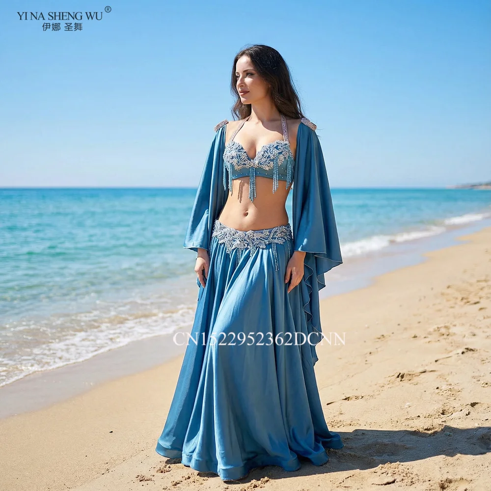 Women's Oriental Dancing Performance Costume 2pcs Set with AB Stones Bra Tassels Satin Long Skirt for Belly Dancer Competition
Women's Oriental Dancing Performance Costume 2pcs Set with AB Stones Bra Tassels Satin Long Skirt for Belly Dancer Competition