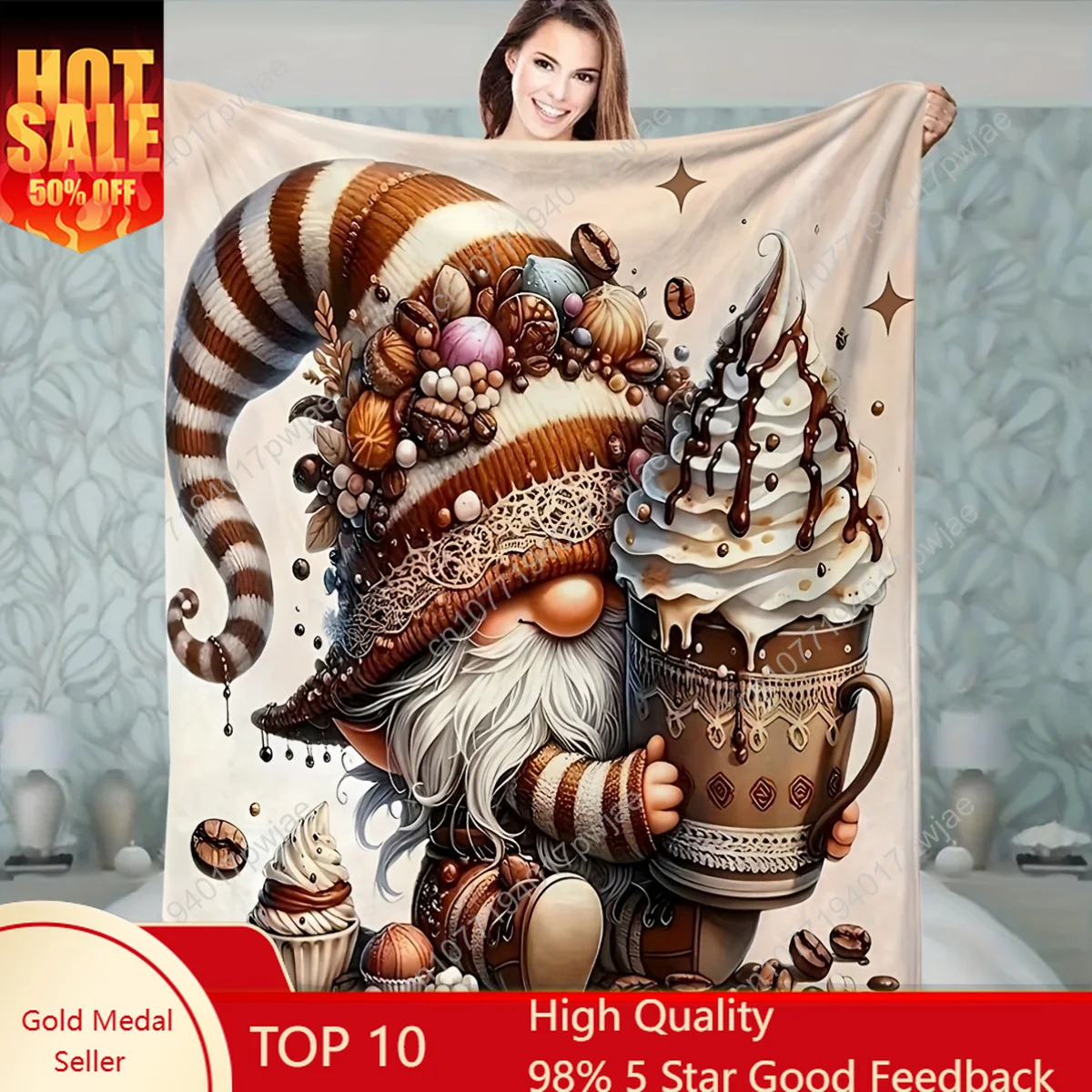 Whimsical Gnome & Chocolate Print Flannel Blanket - Soft, Cozy, All-Season Throw for Sofas, Beds, Cars, Offices, Camping & Trave
Whimsical Gnome & Chocolate Print Flannel Blanket - Soft, Cozy, All-Season Throw for Sofas, Beds, Cars, Offices, Camping & Trave