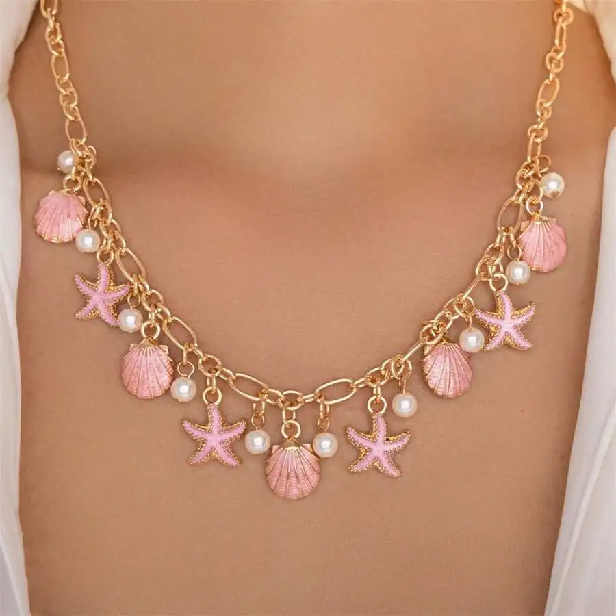 Pink Shell And Pearl Charm Necklace For Women
Pink Shell And Pearl Charm Necklace For Women
