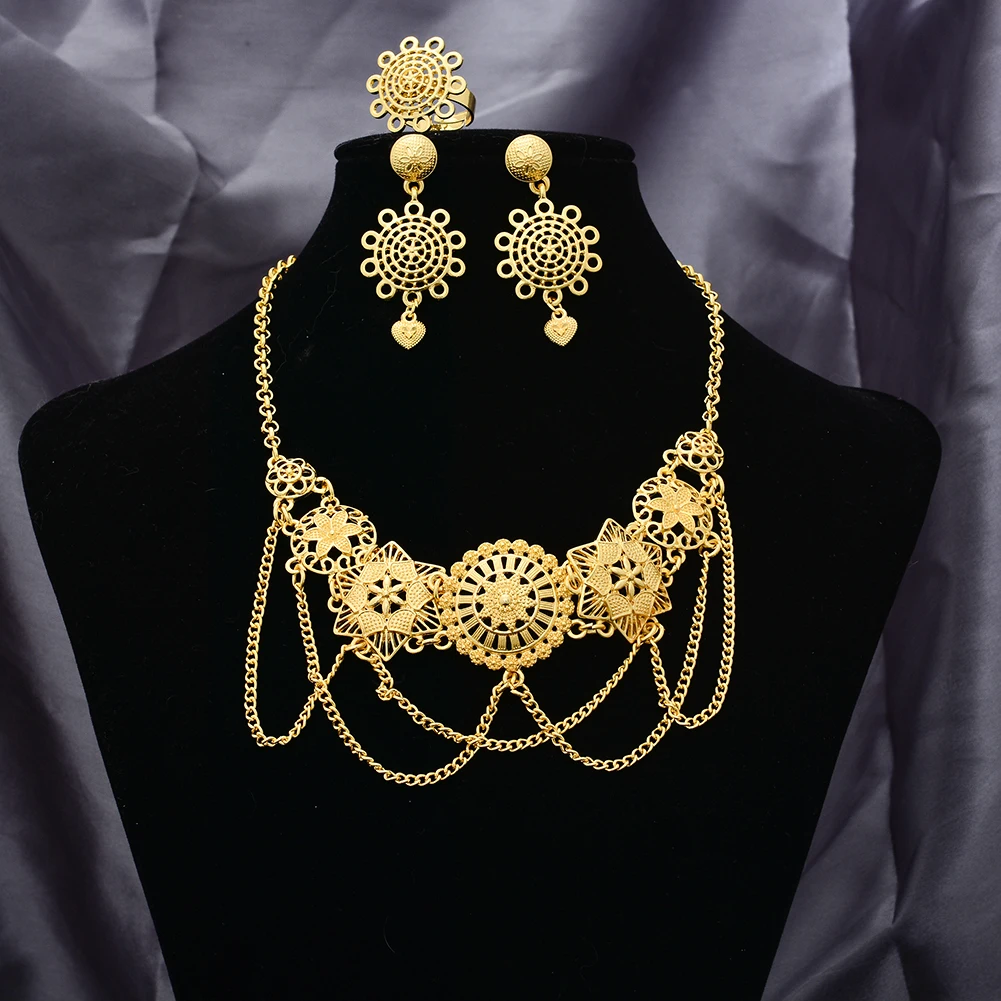 Dubai 24k Gold Jewelry Sets For Women Nigerian Costume Gold Color Bridal Necklace Sets Ethiopian Wedding Gifts
Dubai 24k Gold Jewelry Sets For Women Nigerian Costume Gold Color Bridal Necklace Sets Ethiopian Wedding Gifts