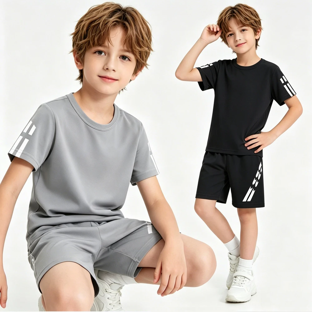1 to 12 Years Toddler Boys Jersey Short Pants Sports Set Grey Black Sportswear Quick Dry Summer Football Kids Gym Clothes Outfit
1 to 12 Years Toddler Boys Jersey Short Pants Sports Set Grey Black Sportswear Quick Dry Summer Football Kids Gym Clothes Outfit
