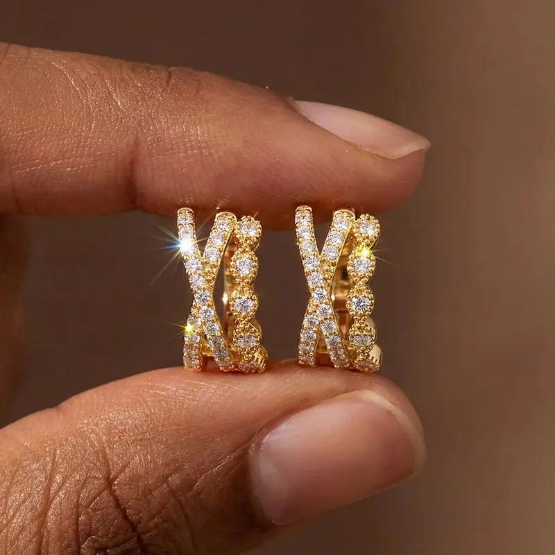 Trendy Geometric Intersection Cubic Zircon Earrings for Women Gold Colour High Quality Female Accessories Wedding Party Jewelry
Trendy Geometric Intersection Cubic Zircon Earrings for Women Gold Colour High Quality Female Accessories Wedding Party Jewelry