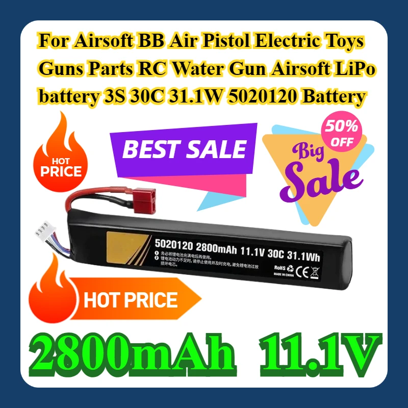 For Airsoft BB Air Pistol Electric Toys Guns Parts RC Water Gun Airsoft LiPo battery 11.1V 3S 2800mAh 30C 31.1W 5020120 Battery
For Airsoft BB Air Pistol Electric Toys Guns Parts RC Water Gun Airsoft LiPo battery 11.1V 3S 2800mAh 30C 31.1W 5020120 Battery