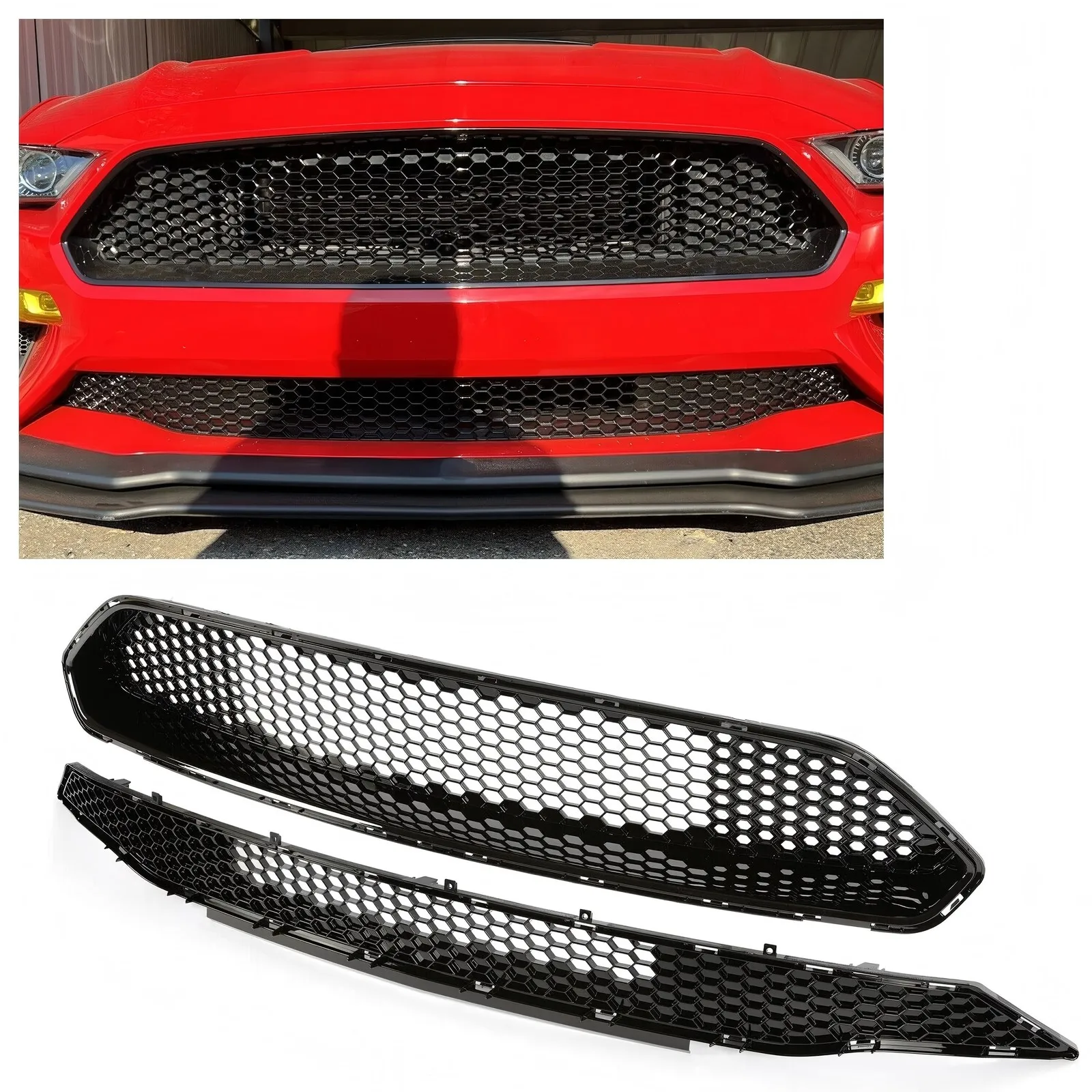 For 2018-2022 Ford Mustang Front Upper + Lower Grille Black Honeycomb Mesh
For 2018-2022 Ford Mustang Front Upper + Lower Grille Black Honeycomb Mesh