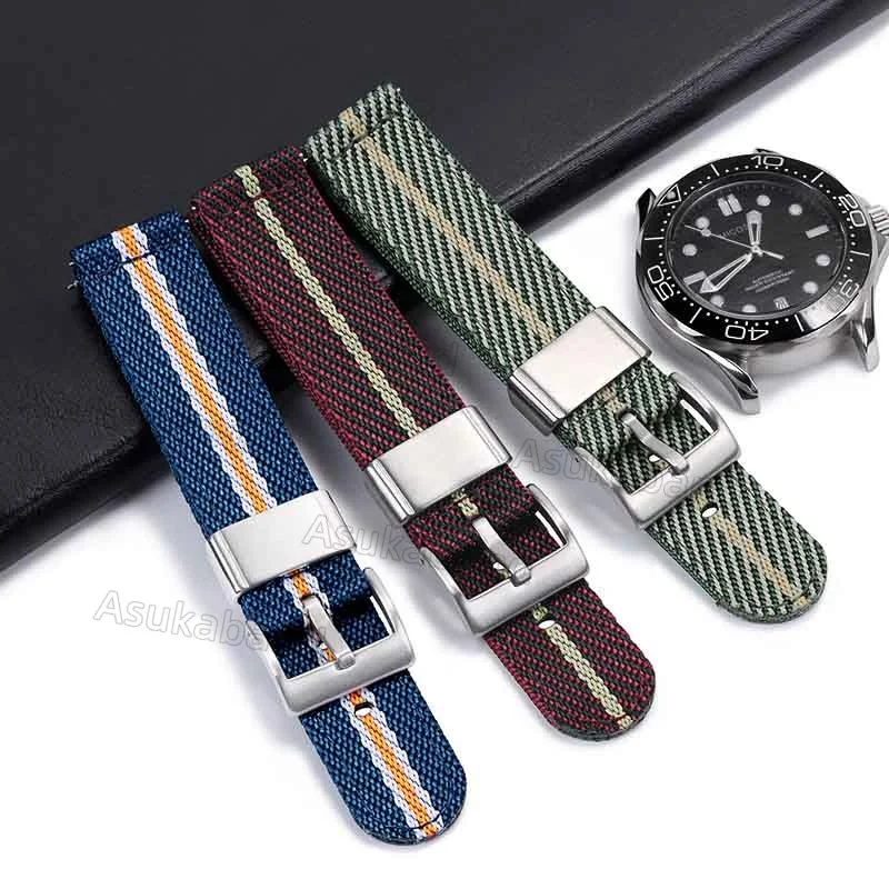 Stripe Nylon Canvas Watch Strap 18mm 20mm 22mm 24mm Band for OMEGA SeaMaster Watchband for Tudor Black Bay Bracelet Women Men
Stripe Nylon Canvas Watch Strap 18mm 20mm 22mm 24mm Band for OMEGA SeaMaster Watchband for Tudor Black Bay Bracelet Women Men