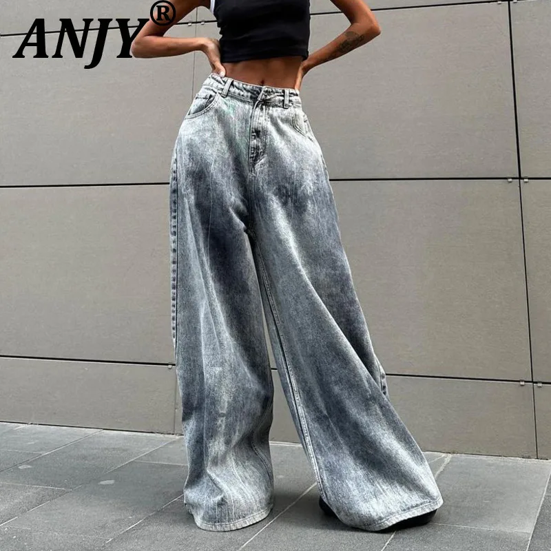 ANJY, осенне-зимние новые женские винтажные потертые джинсы в американском стиле для девочек, модные широкие джинсовые брюки с принтом тай-дай A12092 
ANJY, осенне-зимние новые женские винтажные потертые джинсы в американском стиле для девочек, модные широкие джинсовые брюки с принтом тай-дай A12092