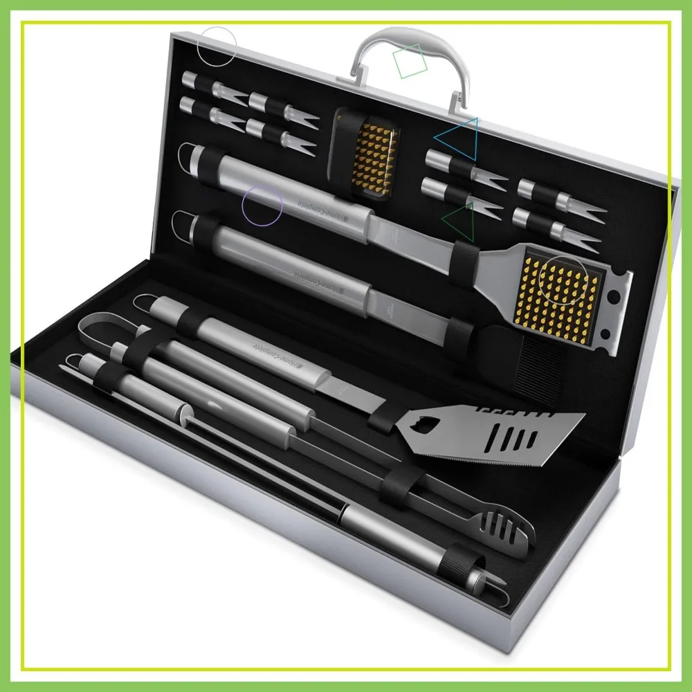 16-Piece BBQ Grill Accessories Set with Aluminum Case - Stainless-Steel Tools for Home Grilling, Perfect Gift
16-Piece BBQ Grill Accessories Set with Aluminum Case - Stainless-Steel Tools for Home Grilling, Perfect Gift