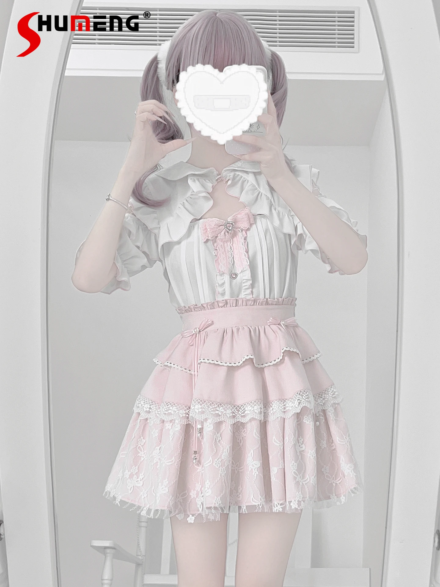 Original Design Mine Sweet Lace Shirt Skirt Set Summer New Girl's Woman's Japanese Sweet Cute Lolita Shirt Skirt 2-piece Set
Original Design Mine Sweet Lace Shirt Skirt Set Summer New Girl's Woman's Japanese Sweet Cute Lolita Shirt Skirt 2-piece Set